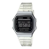Casio, Men's Watch Vintage Collection Digital, Black Dial Clear Resin Band,  A168XES-1BDF